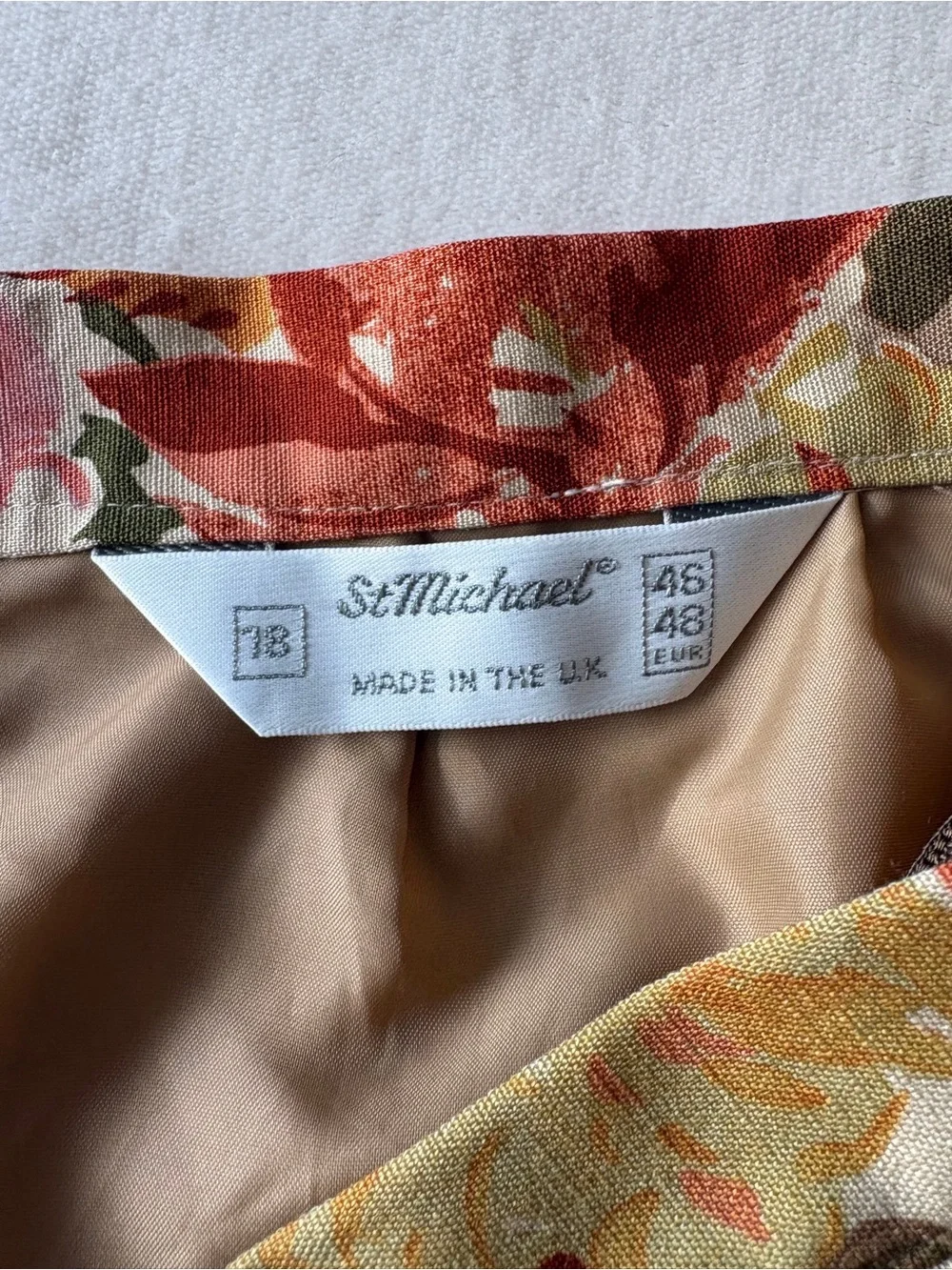 Linen Blend St. Michael (Marks & Spencer) Floral Pencil Skirt Made in UK 8-10 - Picture 3 of 13